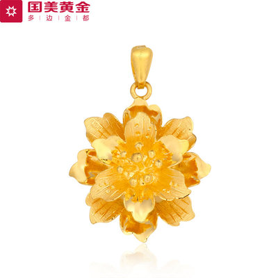 多邊金都【花開富貴】足金吊墜 8.46克，承托東方美學與黃金價值的典雅之作